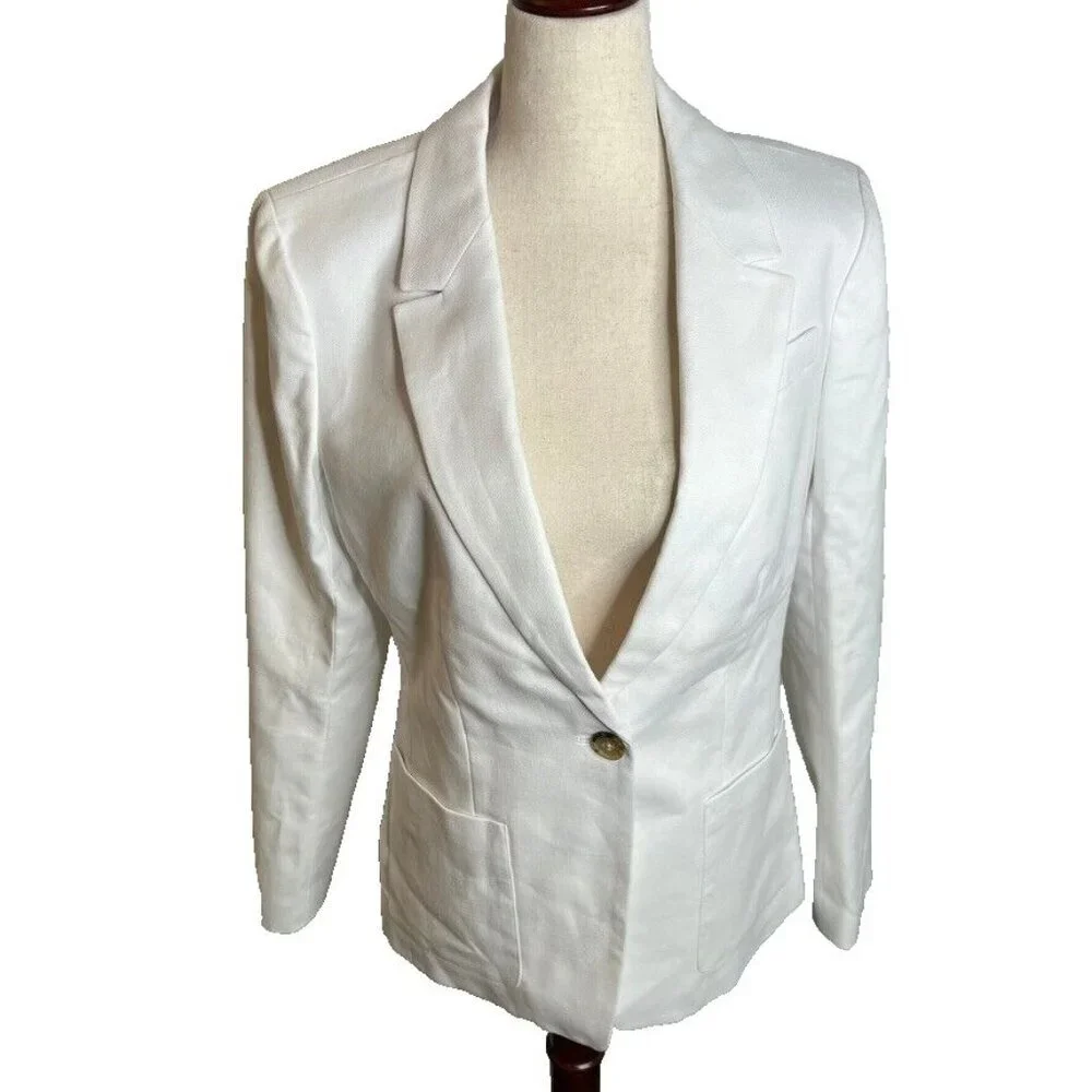 J.Crew $198 Womens Helena Blazer Stretch Linen White Size 0 BX793 - Picture 3 of 8
